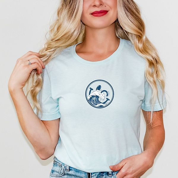 

Футболка с принтом SWSmiley ocean waves outline Simply Sage Market, Ice Blue, Зеленый, Футболка с принтом SWSmiley ocean waves outline Simply Sage Market, Ice Blue