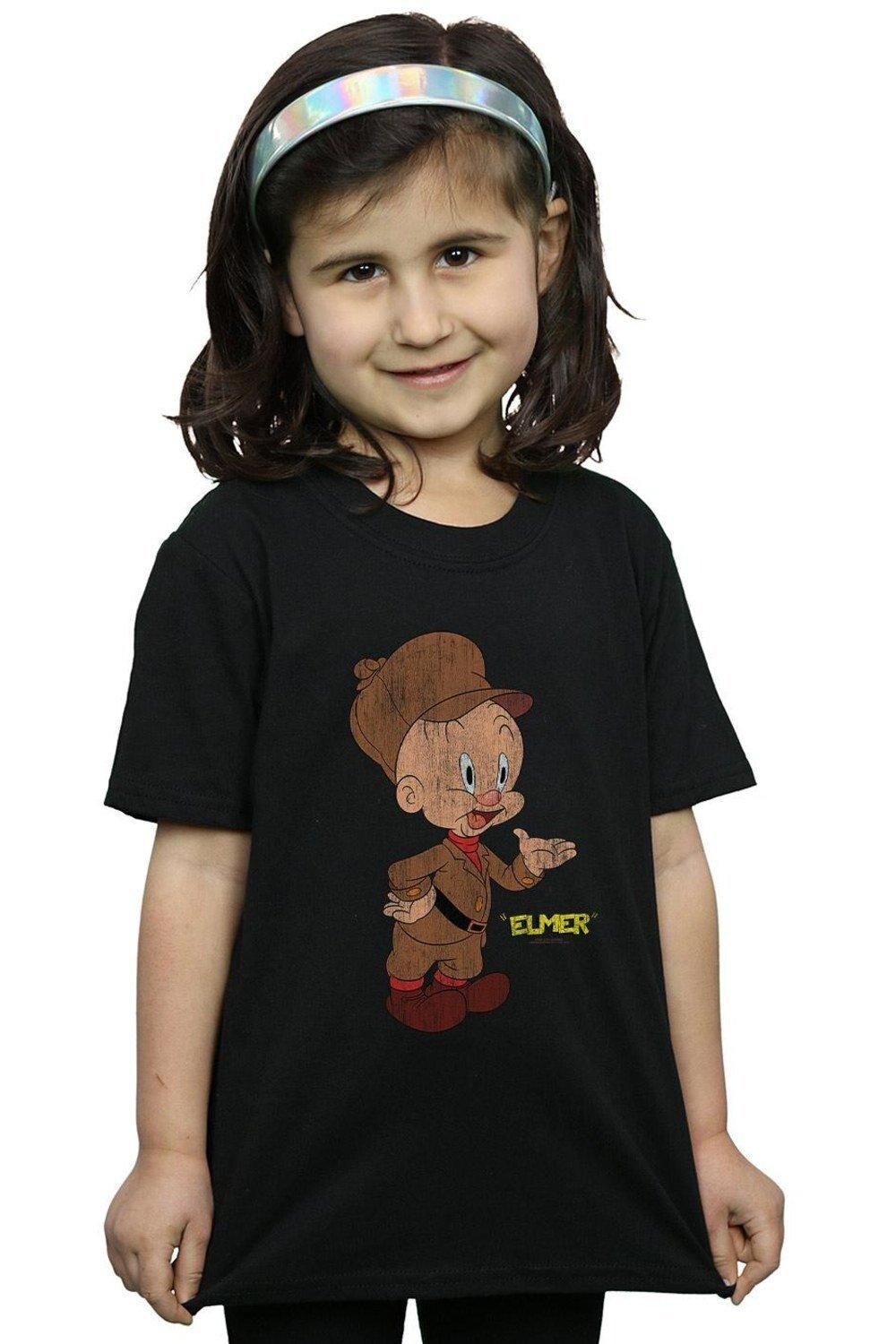 

Хлопковая футболка Elmer Fudd с потертостями Looney Tunes, черный