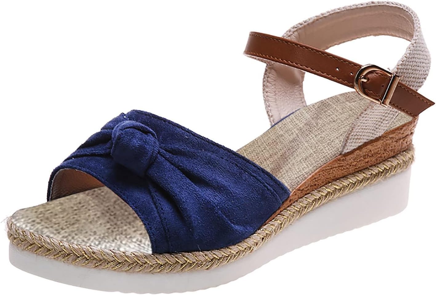 

Женские ортопедические сандалии с клином для женщин Летние бобоны с открытым носком, ремешки на лодыжке, эспадрильские танкетки, удобные сандалии на платформе, бохо-туфли для ходьбы Generic, синий