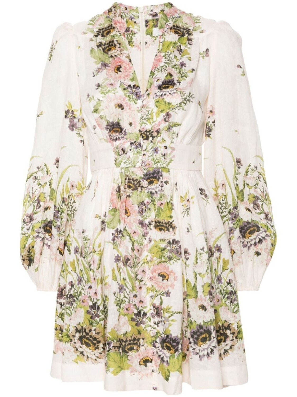 

Льняное платье мини Halliday Plunge ZIMMERMANN, бежевый