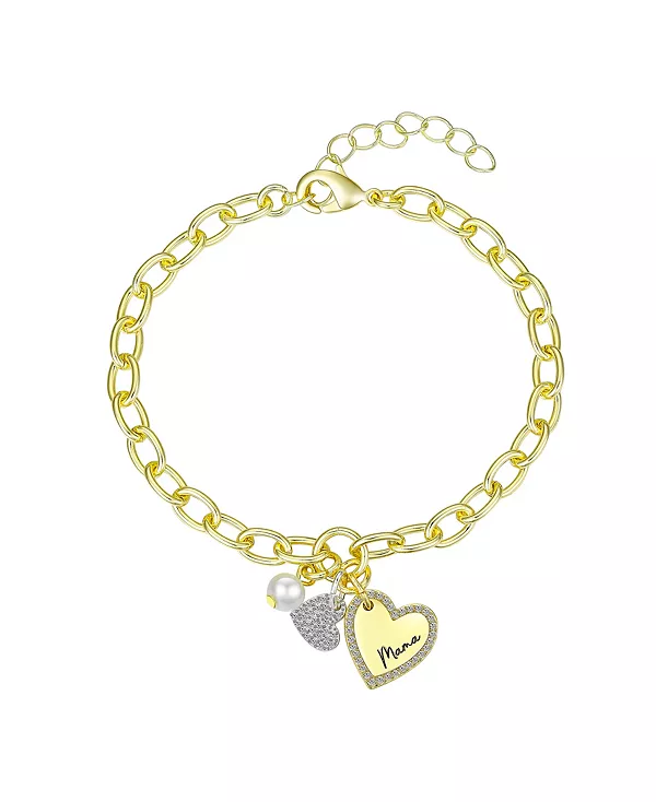 

Браслет-Цепочка «мама-линз» с кубическим цирконием и перламутром Unwritten, two-tone