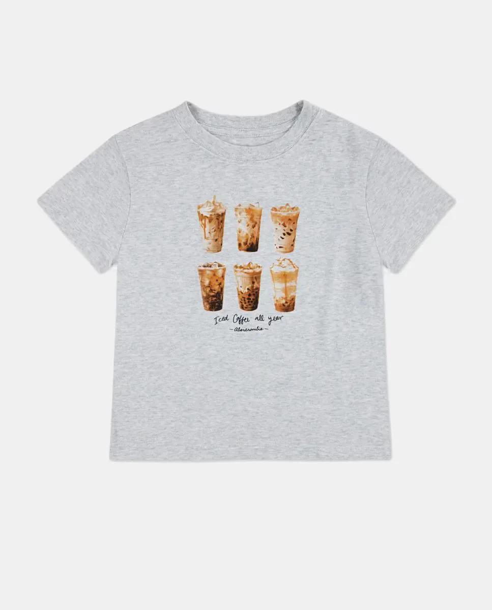 Классическая футболка с айс-кофе от Abercrombie Kids, серый