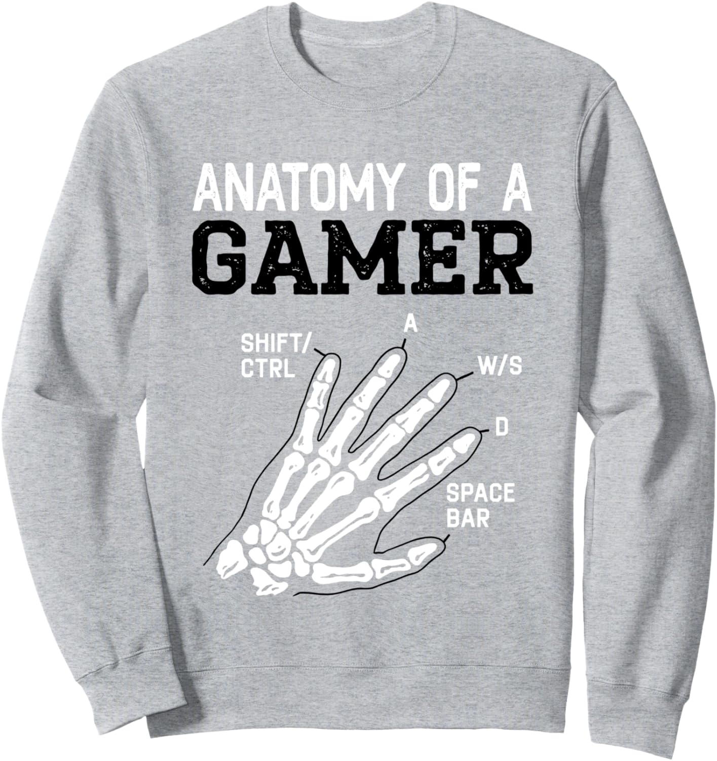 

Забавная толстовка для мужчин, мальчиков и детей с изображением скелета геймера: анатомия руки геймера Gaming Gamer Shirts For Men For Teen & For Boys, серый
