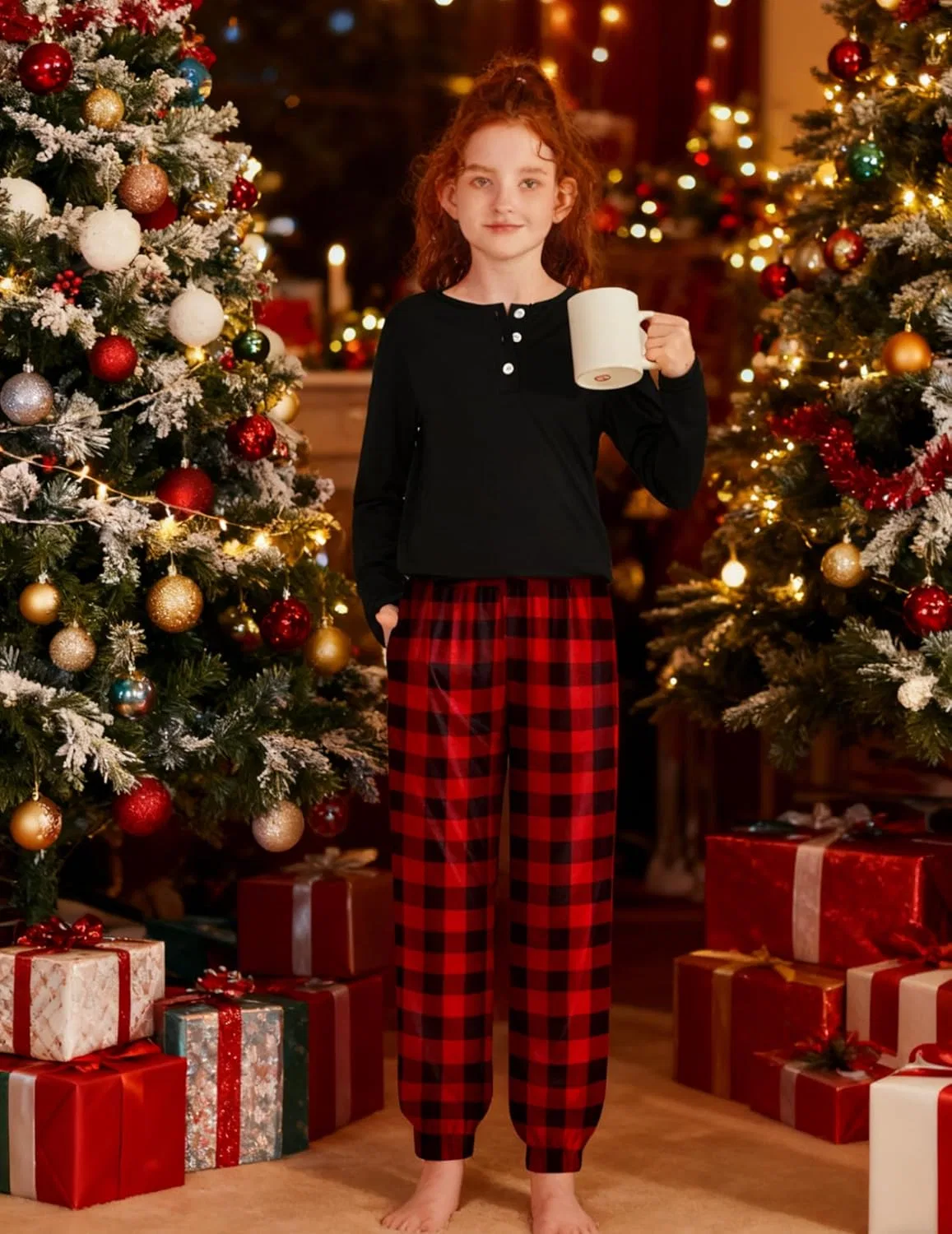 Детский спортивный костюм с длинным рукавом Arshiner, Black & Red Plaid — фото 3