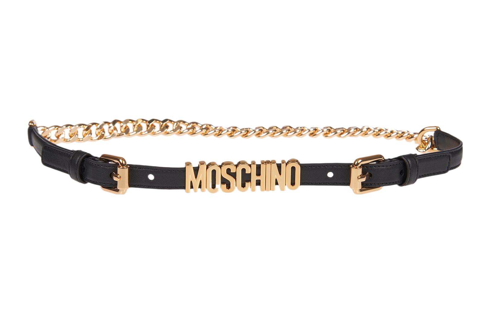 

Кожаный ремень женский черный MOSCHINO