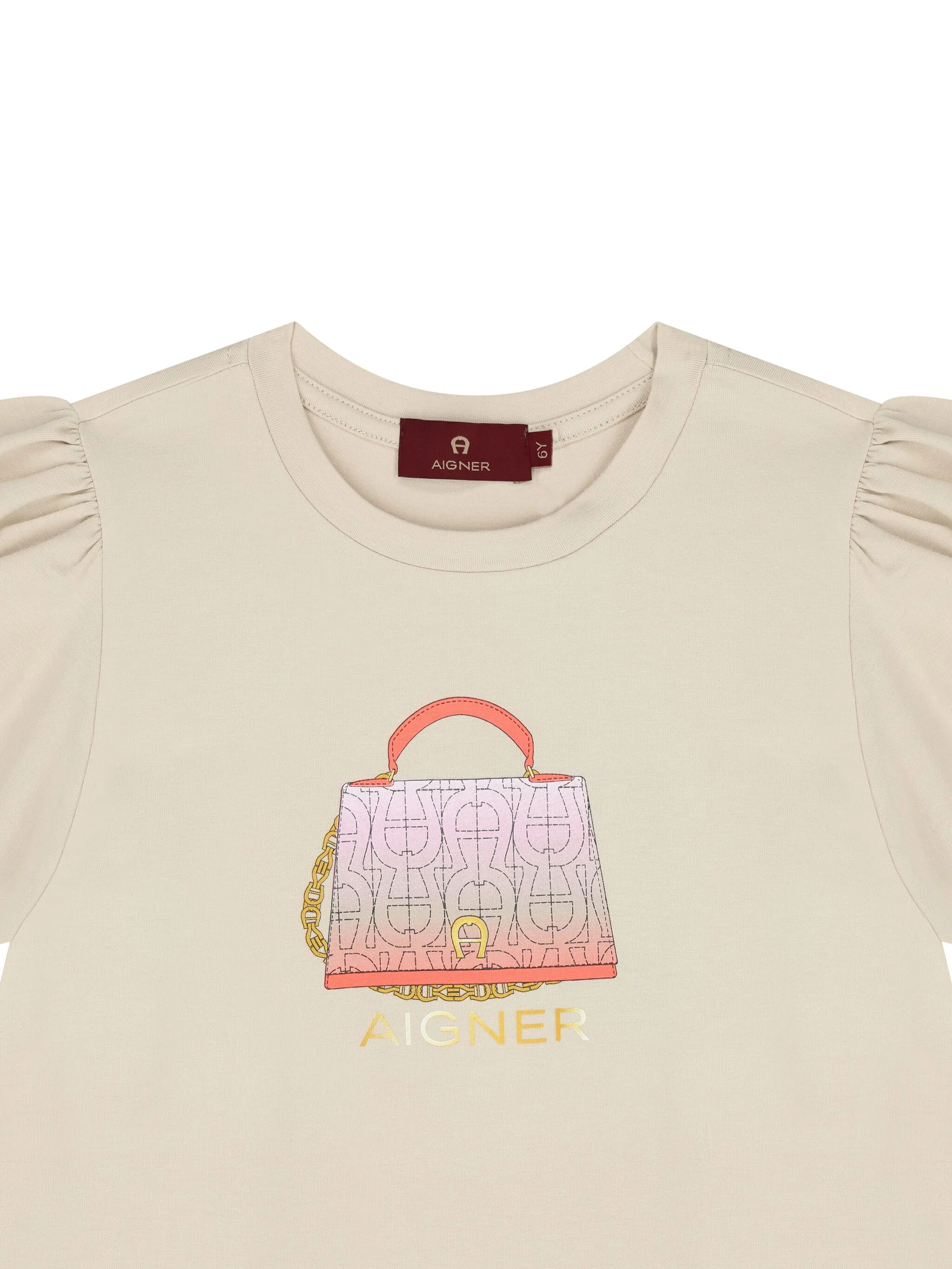 Платье с оборками и принтом Aigner Kids, бежевый — фото 3