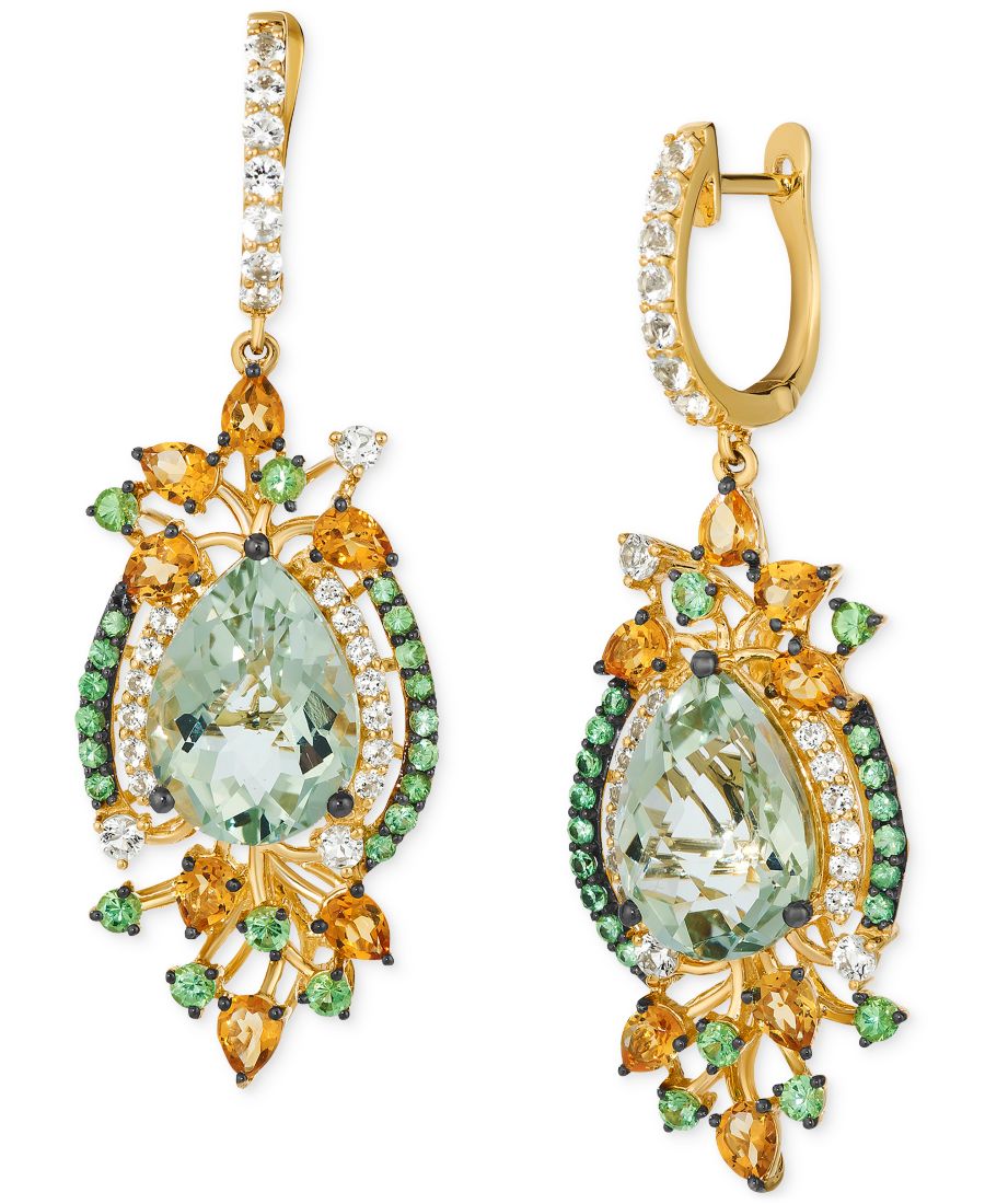 

Серьги-кольца с подвесками из нескольких драгоценных камней (общий вес 13,75 карата) в оправе из 14-каратного желтого золота Le Vian, Yellow Gold