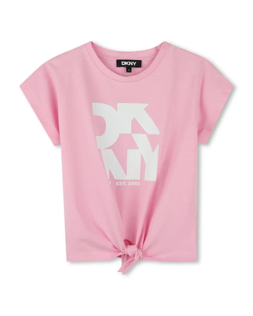 

Футболка для девочки из розового хлопка DKNY, цвет Rosa