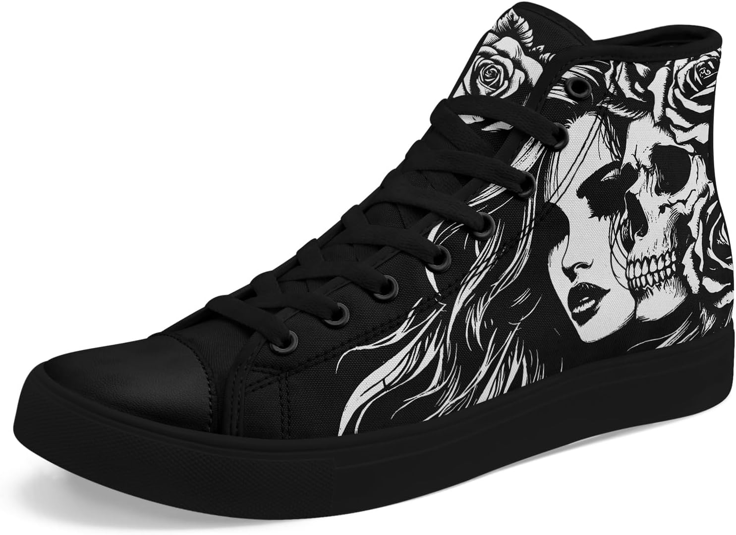 

Высокие кеды на шнуровке AWSOLE Gothic Skull для мужчин и женщин, смелый и дерзкий дизайн кроссовок для повседневной носки, плоская подошва для ходьбы, белый/черный/серый/угольный