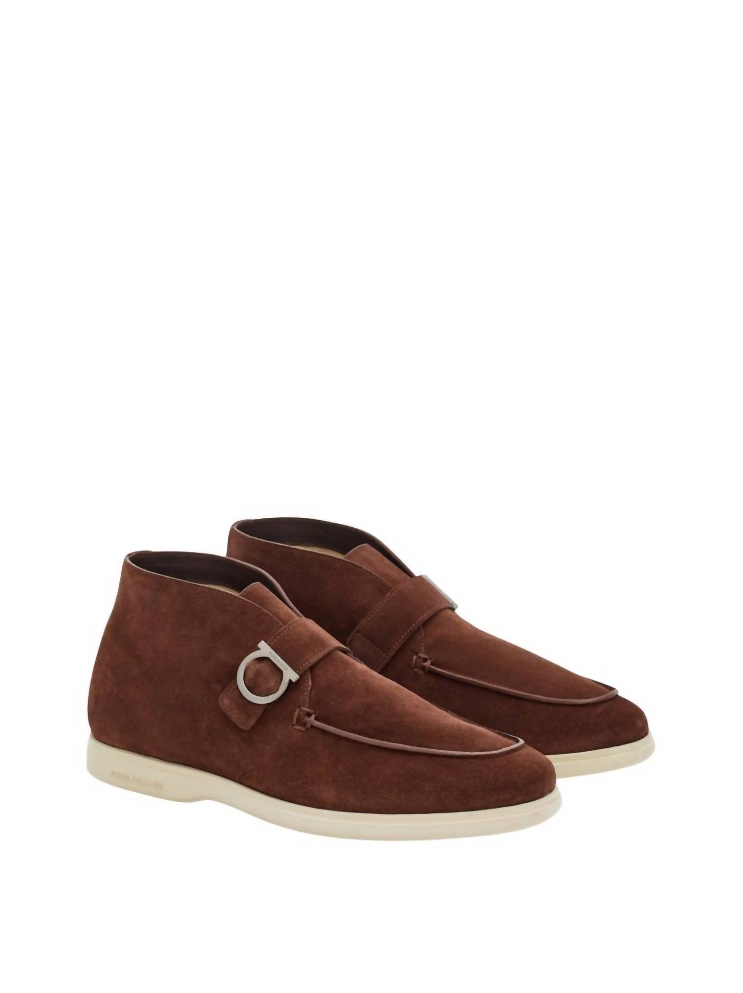 

Мужские ботинки Gancini с пряжкой коричневого цвета Salvatore Ferragamo, коричневый