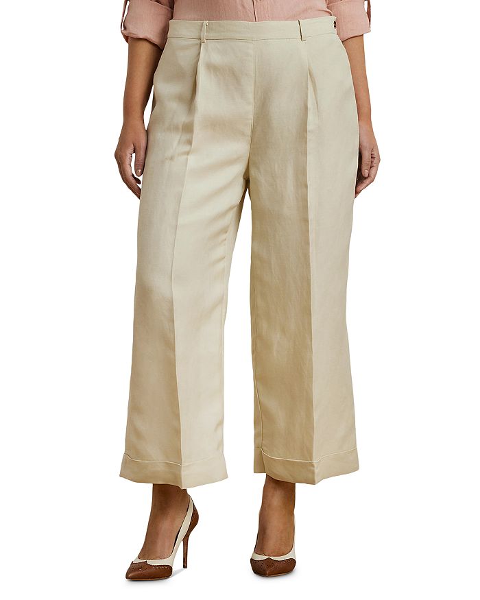

Широкие брюки из льняной смесовой ткани Plus Twill Ralph Lauren, слоновая кость/кремовый