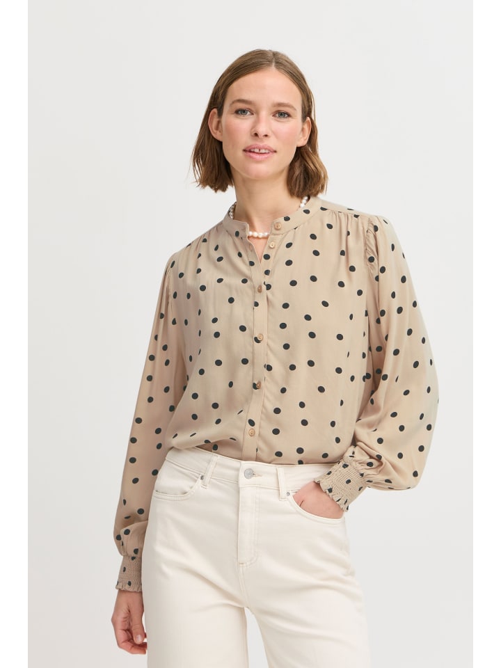 

B. young Блузка с длинными рукавами BYJOSA свободного кроя в цвете Humus Dot