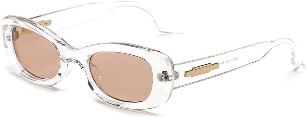 

Солнцезащитные очки прямоугольной формы для женщин в стиле ретро с металлическим декором, защита от УФ-излучения UV400; солнцезащитные очки овальной формы для мужчин LANGSER, Clear Tea