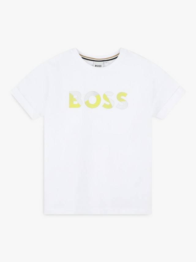 

BOSS Kids футболка с коротким рукавом и блестящим принтом логотипа HUGO BOSS, White