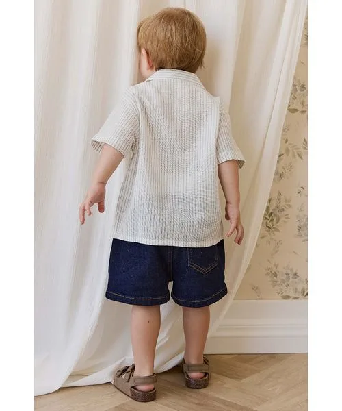 Детская футболка с мини-пинстрипом Jamie Kay Mini Pinstripe светло-голубая — фото 4