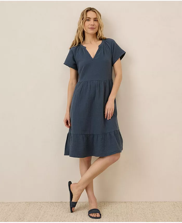 

Женское платье из органического хлопка Coastal Double Gauze Breezy Pact, синий