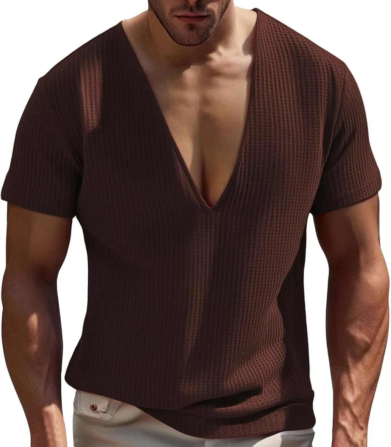 

Футболка для мужчин Ribbed Athletic с глубоким V-образным вырезом