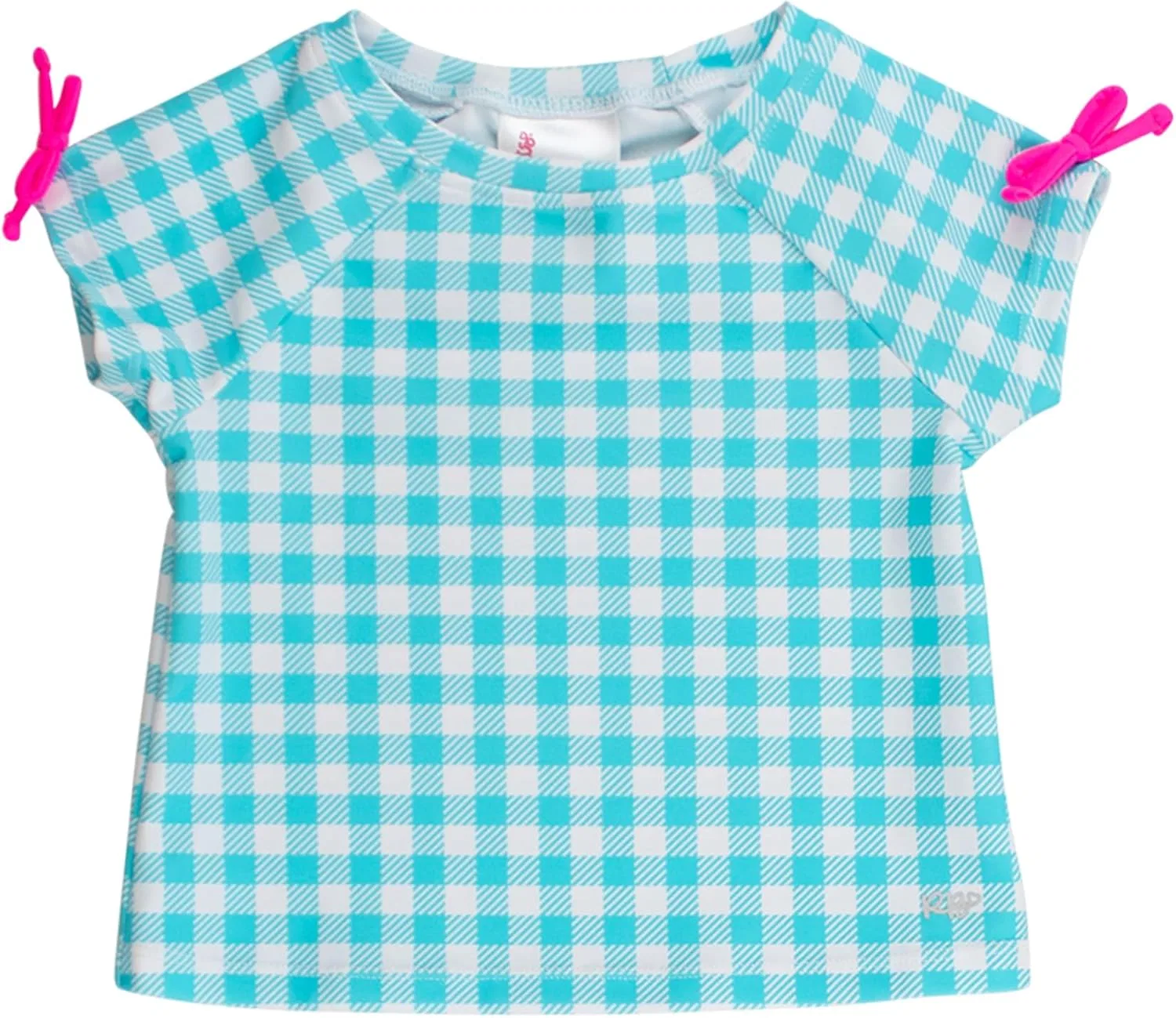 Детская активная футболка RuffleButs, Bright Aqua Gingham