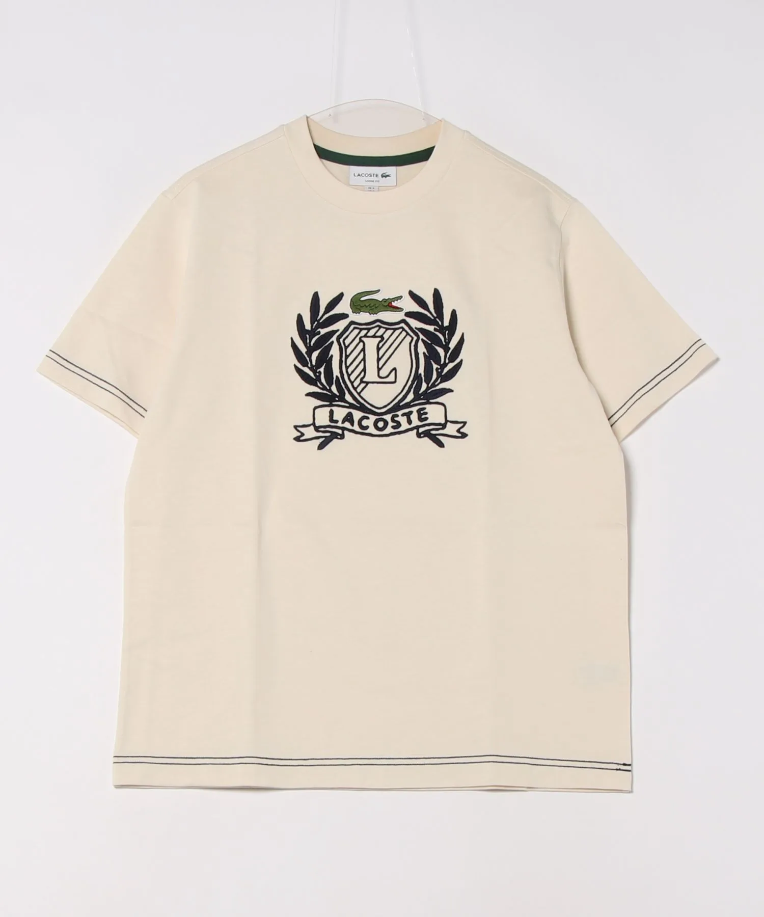 Мужская футболка с вышивкой LACOSTE TH6374-99 белого цвета