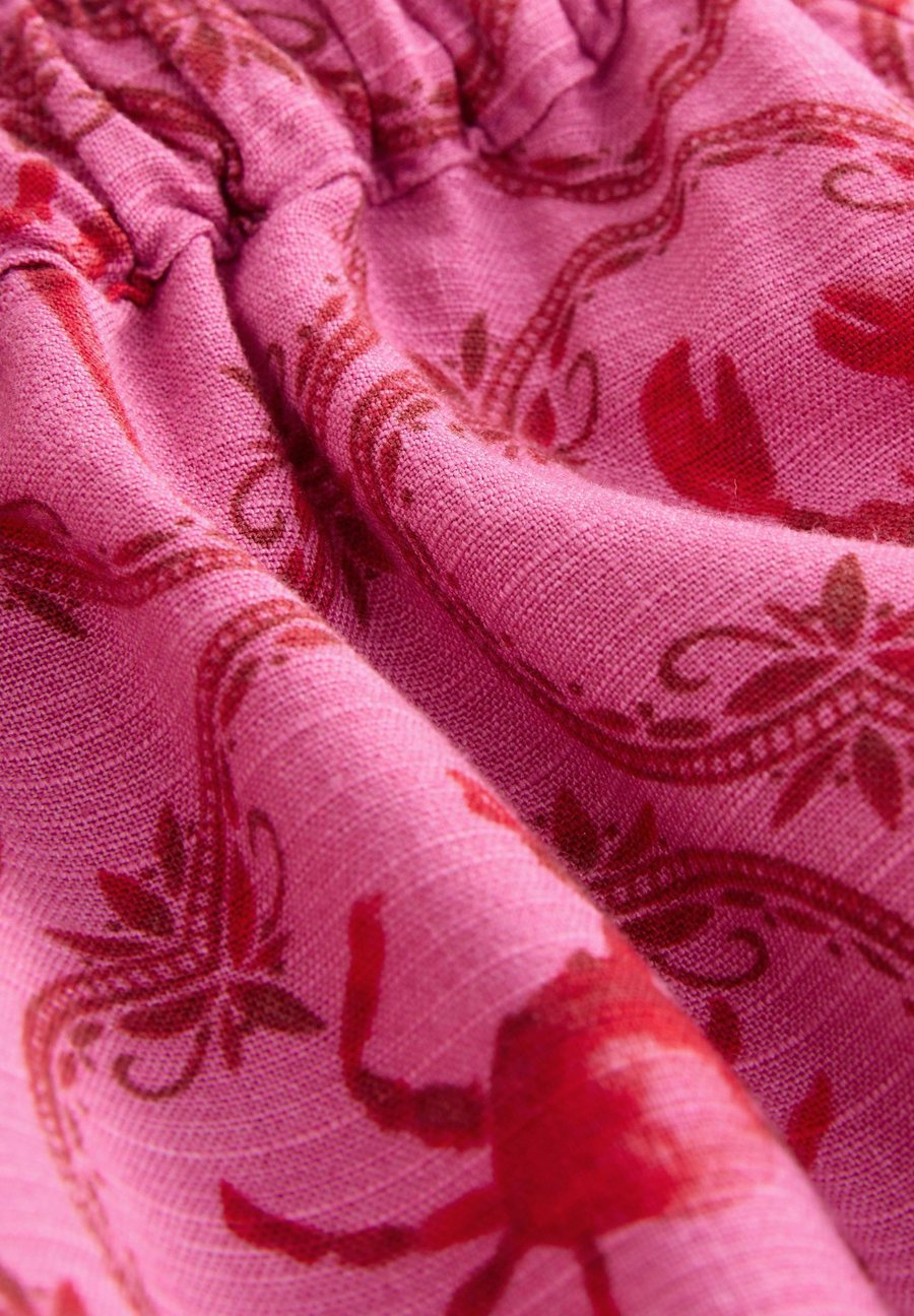 Блуза Next SHORT SLEEVE TIE NECK BARDOT, Pink/Red Lobster Print/Pink — фото 2
