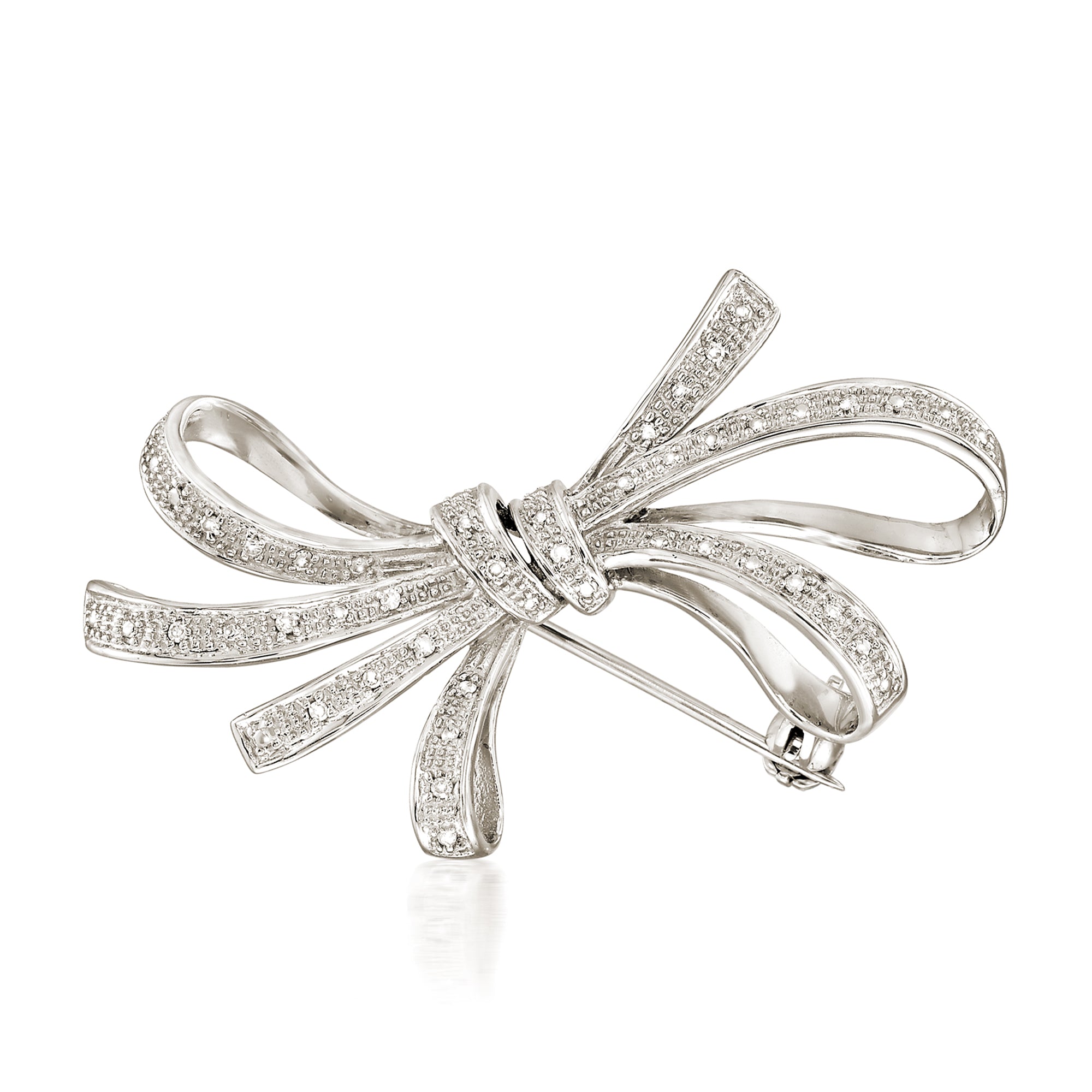 

Брошь Ross-Simons Diamond Ribbon из стерлингового серебра Ross-Simons, белый