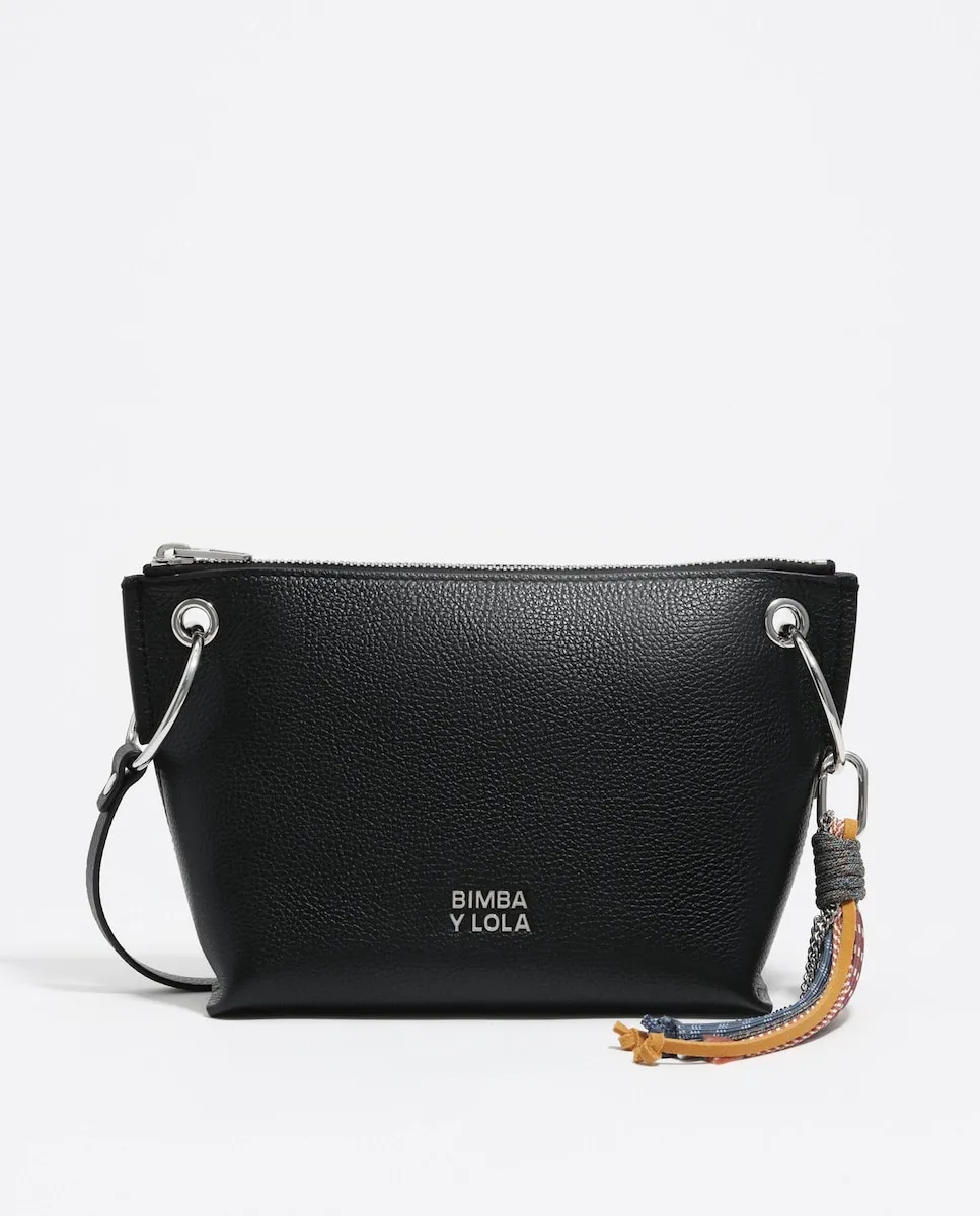 

Средняя трапециевидная кожаная женская сумка Bimba y Lola, черный