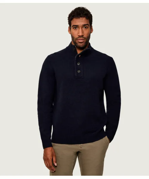 

Шерстяной свитер с застежкой-молнией на половину длины Regular fit Barbour, синий