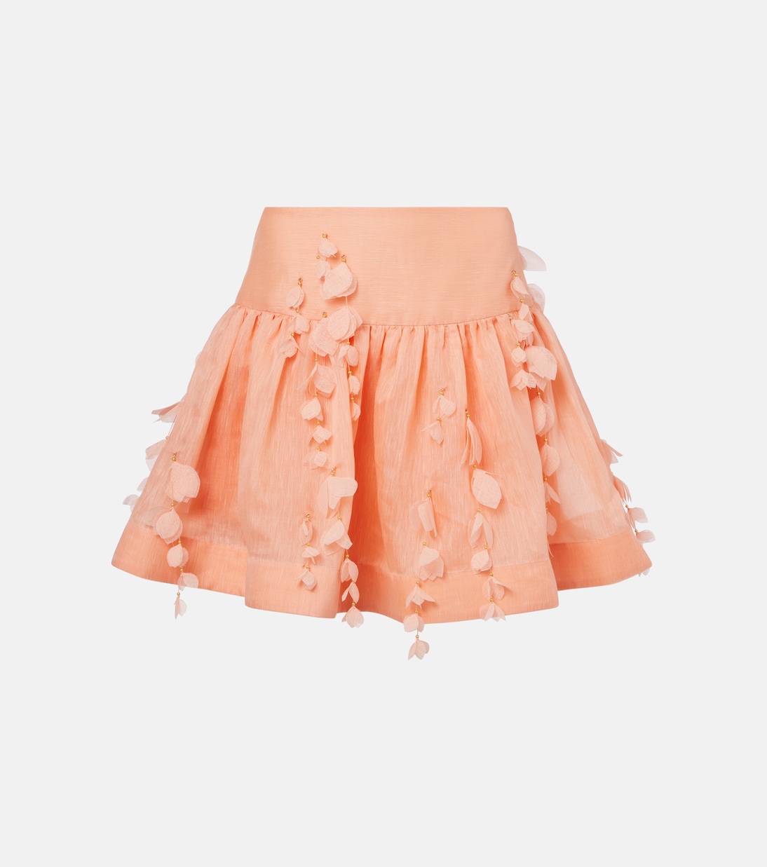 

Рассветная льняная и шёлковая мини-юбка Zimmermann, Coral