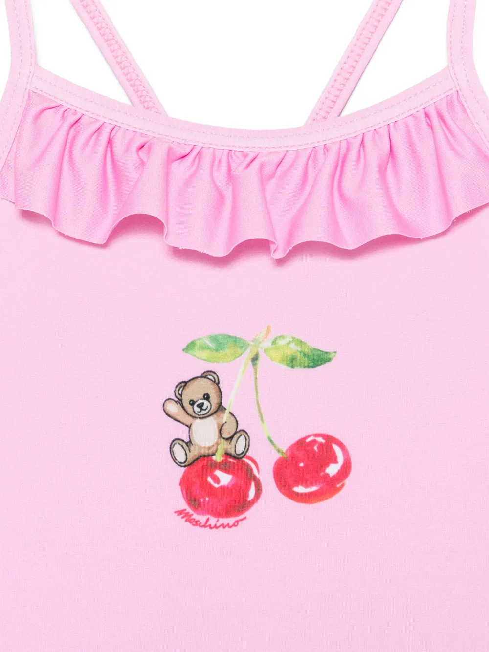 Купальник с оборками и графичным принтом Moschino Kids, розовый — фото 2