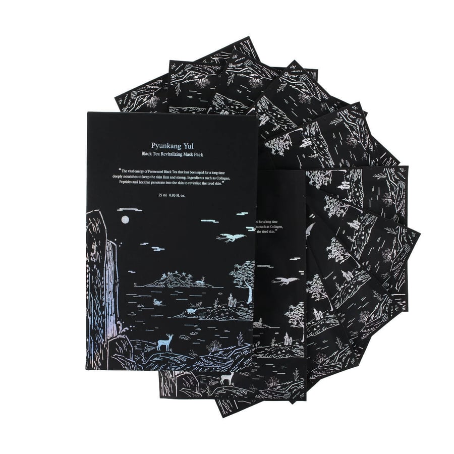 

Набор 10 в 1 Pyunkang Yul - Black Tea Revitalizing Mask Pack, 25 мл - восстанавливающая тканевая маска