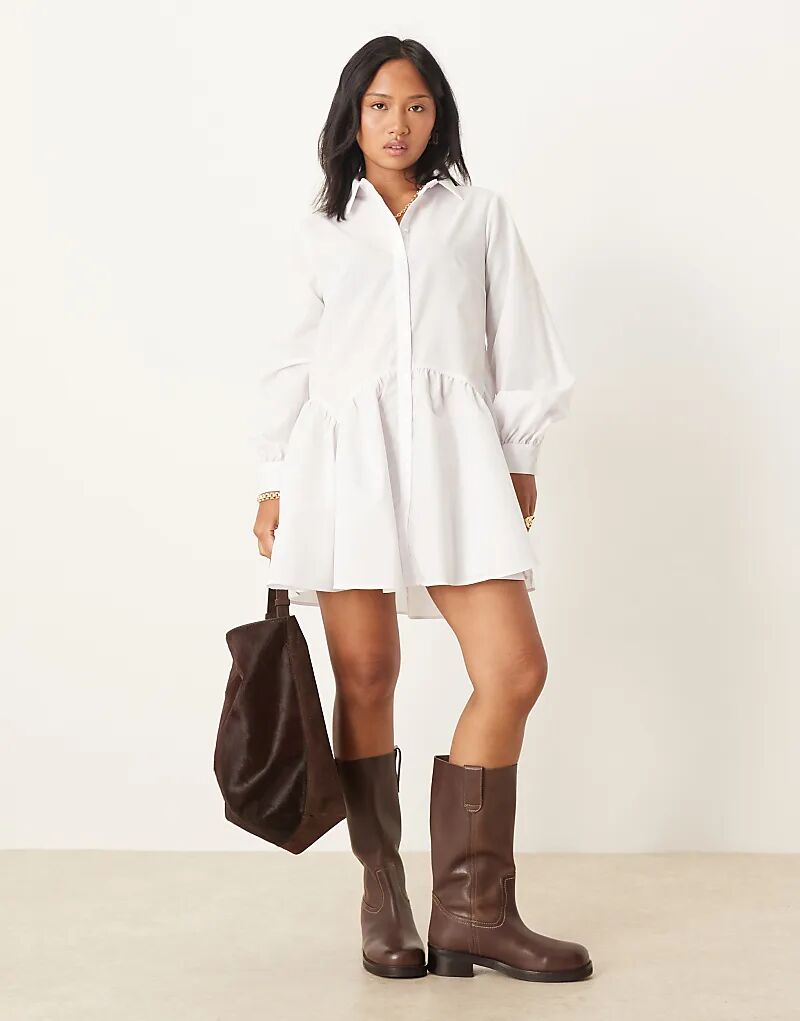 

Платье-рубашка мини ASOS DESIGN Petite белого цвета с широкими манжетами и большими карманами Asos Petite