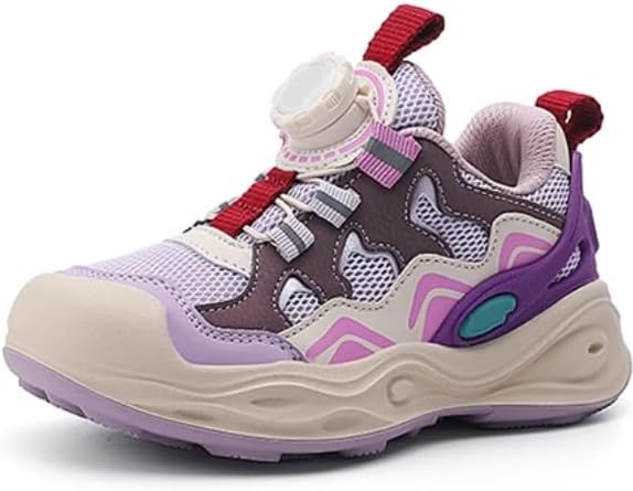 

Детские кроссовки для спорта, дышащие беговые кроссовки с сеткой, фиолетовые и серые, без шнурков Generic