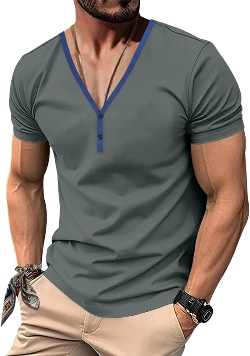 

Мужская футболка с глубоким V-образным вырезом, короткий рукав