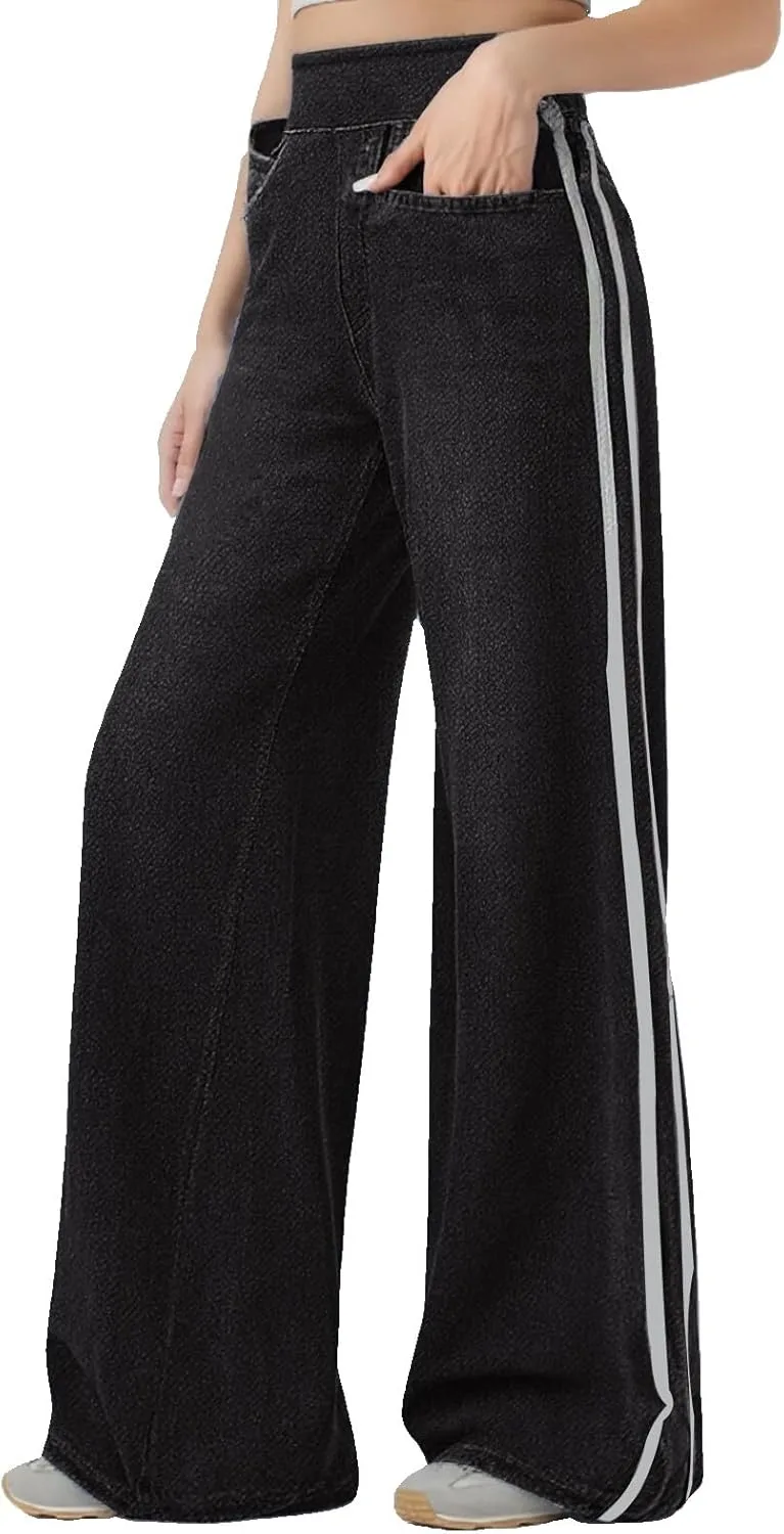 

Женские брюки деним с высокой талией и карманами HYYGOCCTV