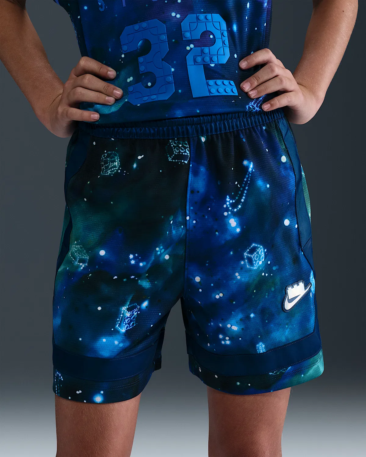 Детские шорты Dri-FIT Crossover Nike x LEGO® Collection, Brave Blue/Brave Blue/Black — фото 3