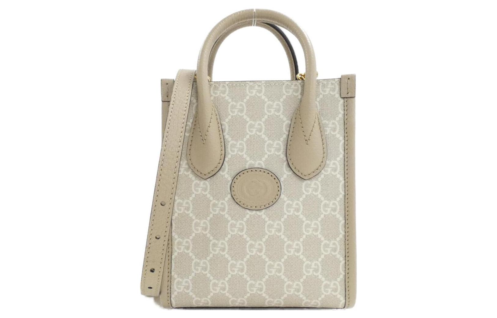 

GUCCI Холщовая сумка с кожаной отделкой