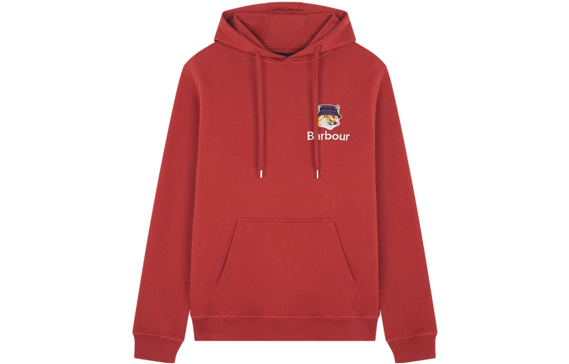 

Хлопковая толстовка Barbour X Maison Kitsuné с вышитым логотипом Maison Kitsune, красный