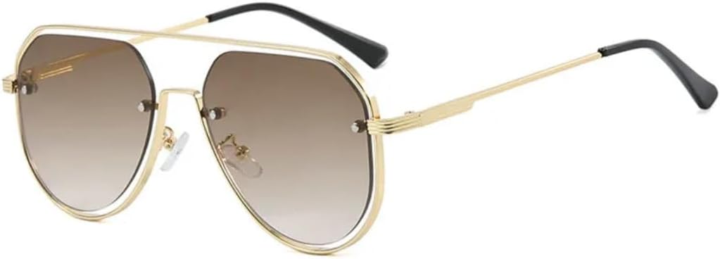 

Солнцезащитные очки с защитой UV400 | Полая металлическая оправа большого размера | Для женщин и мужчин | Для занятий спортом на открытом воздухе и вождения DSVIGF, Gold Tea