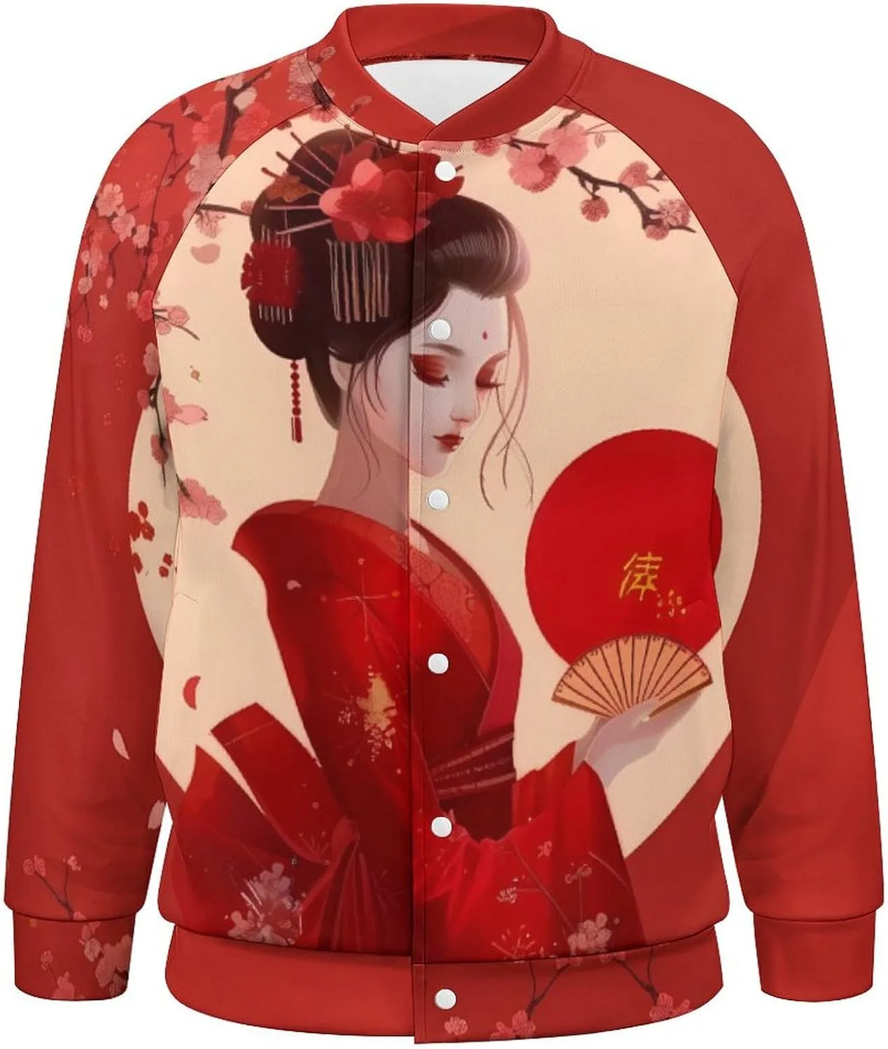 Куртка-бомбер Anime Girl Japanese Geisha мужская легкая бейсбольная куртка Letterman Generic, Style — фото 4