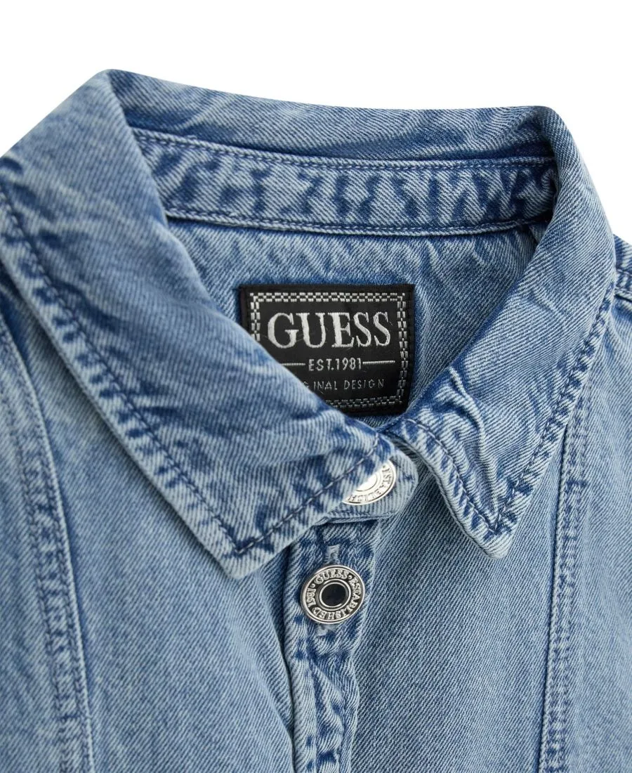 Джинсовое платье с коротким рукавом для девочек 7-16 лет GUESS, синий — фото 3