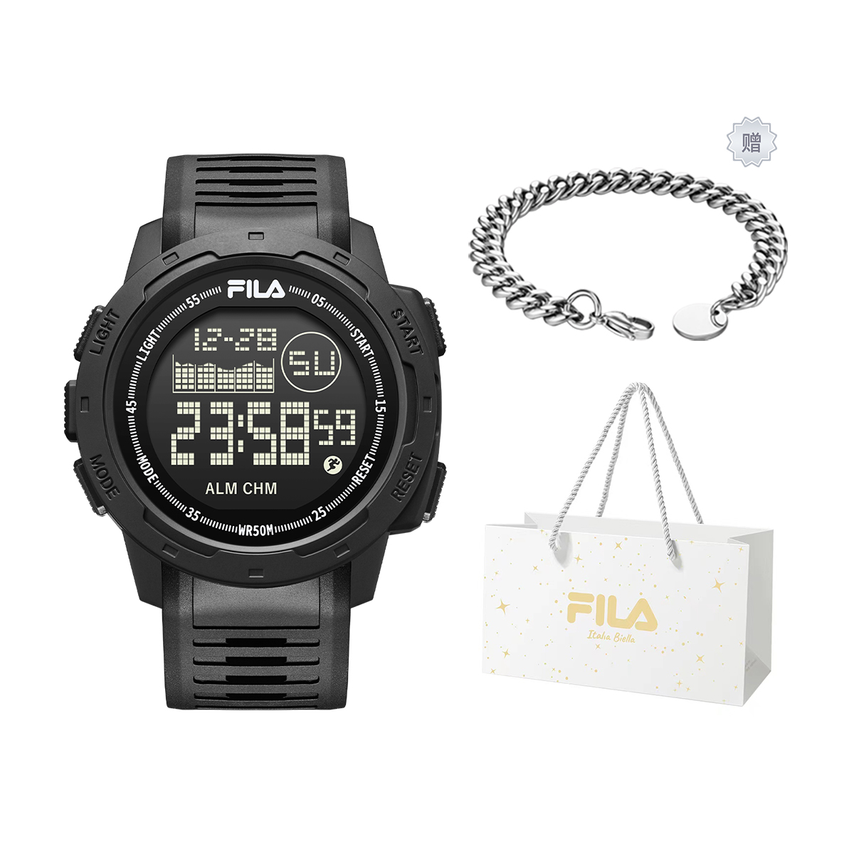 

FILA Часы Summer Collection Wrist Watch Electronic Movement Resin Strap Blue Dial Unisex, [Free Bracelet+Shopping Bag]-6561-005