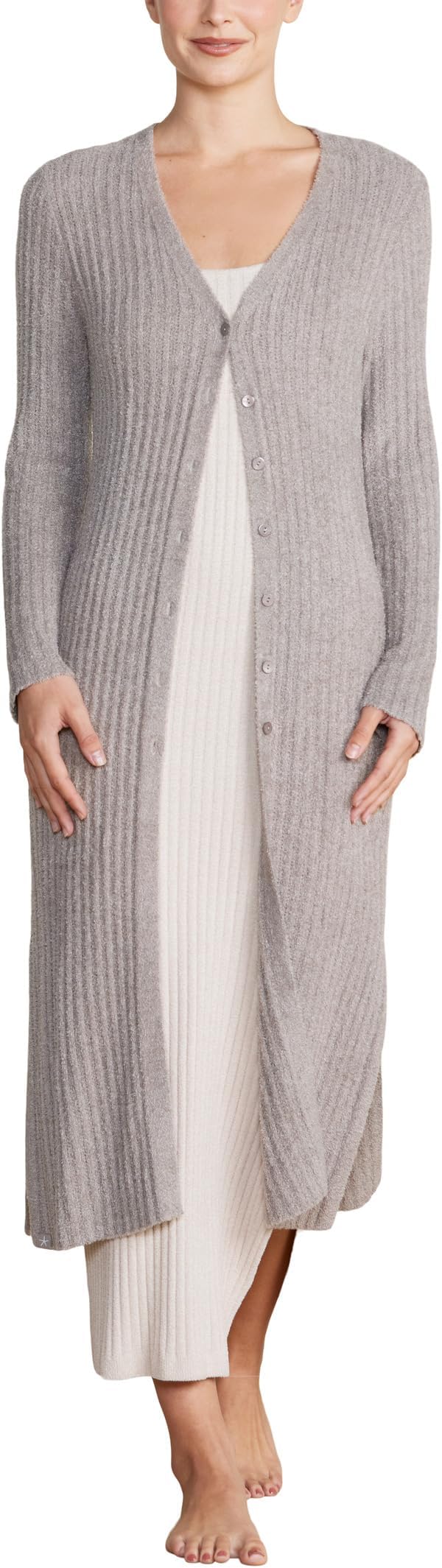 

Свитер Barefoot Dreams CozyChic Lite Pointelle Long Cardigan, цвет Pewter