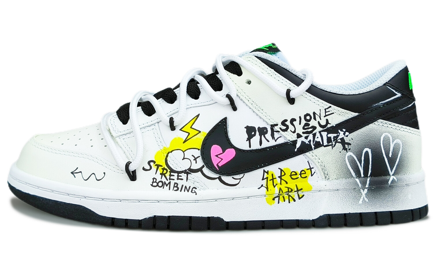 

Кроссовки Nike Dunk Skateboarding Shoes Women's Low-top Black/pink/yellow/white, черный/розовый