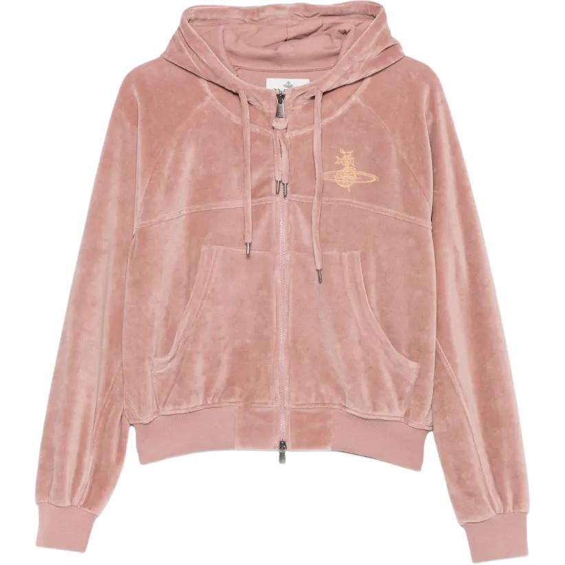 Вельюровая худи на молнии Vivienne Westwood, серо-розовый