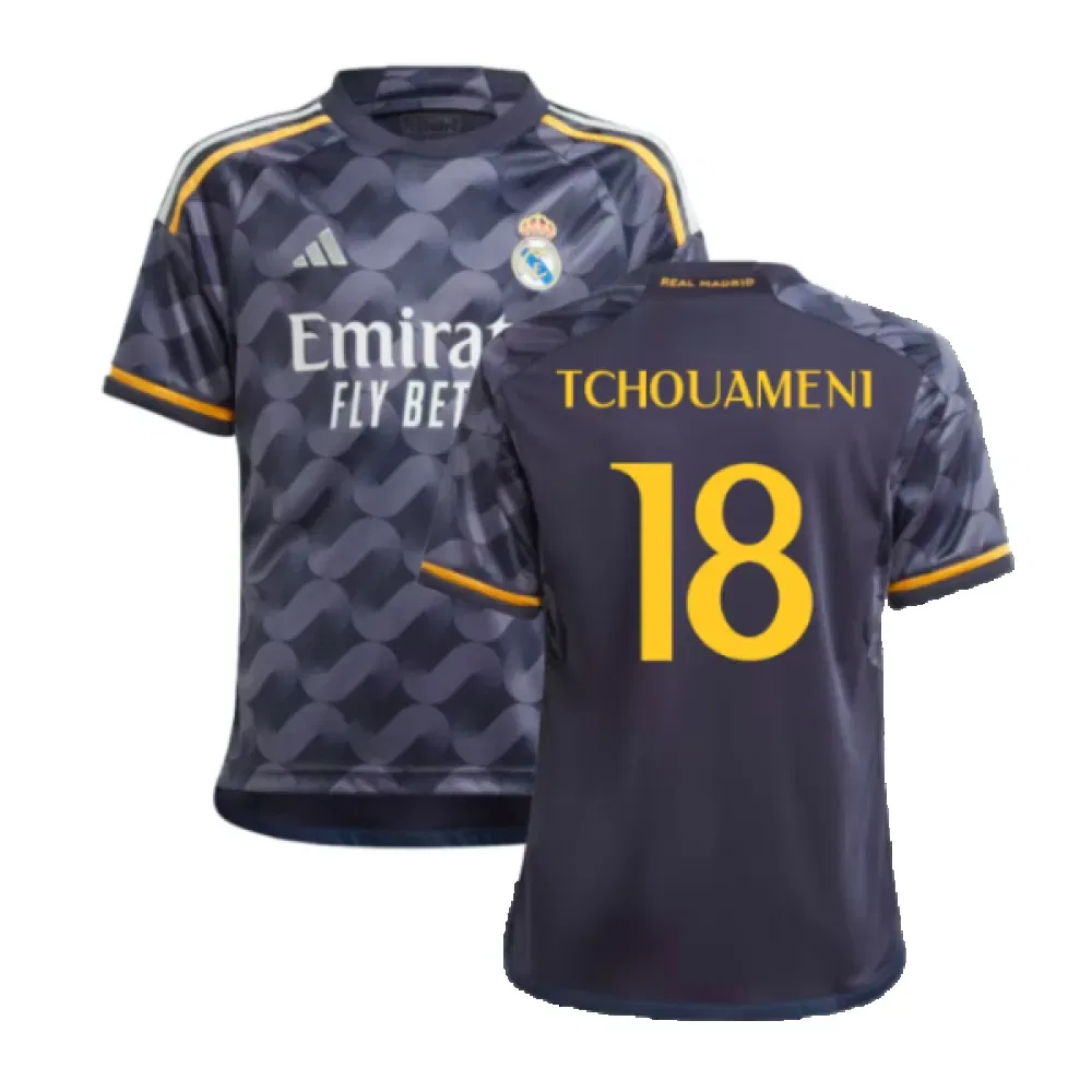 Детская футболка Real Madrid 2023/24 Tchouameni 18, темно-синий