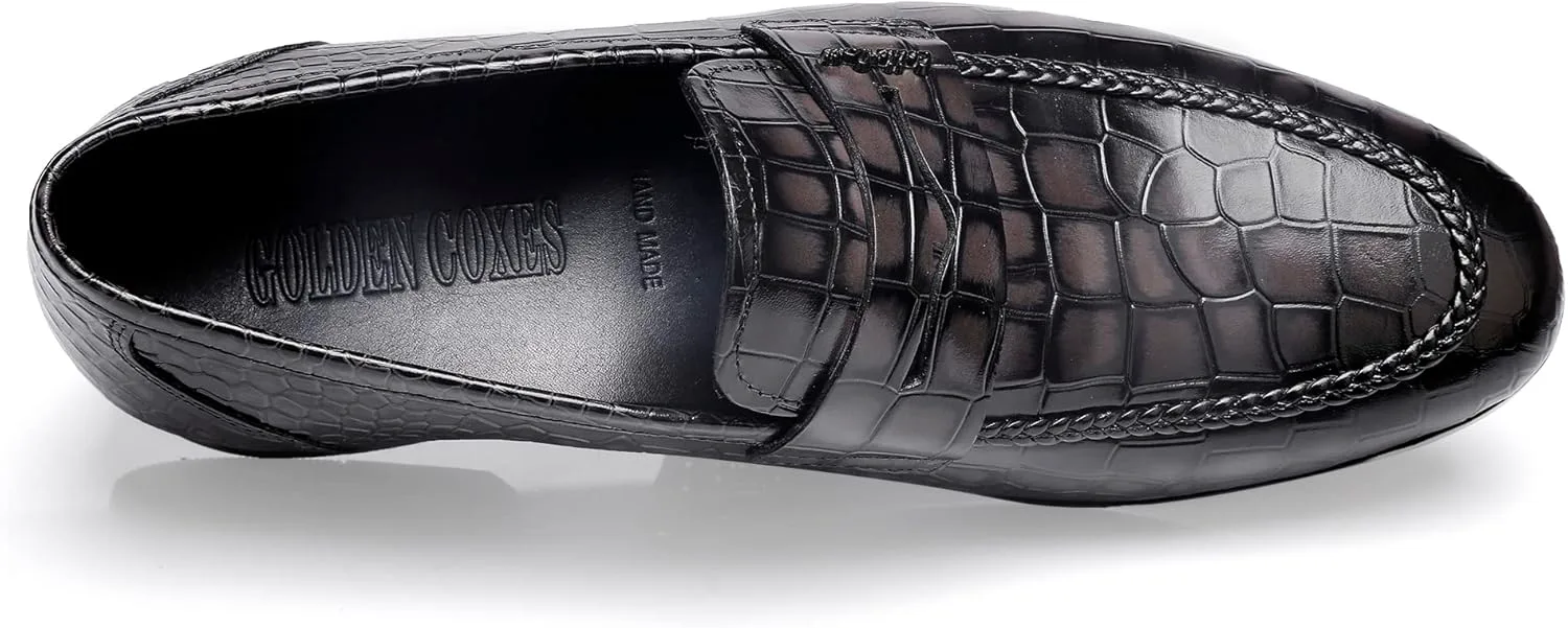 

Мужские кожаные туфли, премиальные классические лоферы с тиснением под аллигатора, деловые туфли без шнурков для мужчин Generic, серый