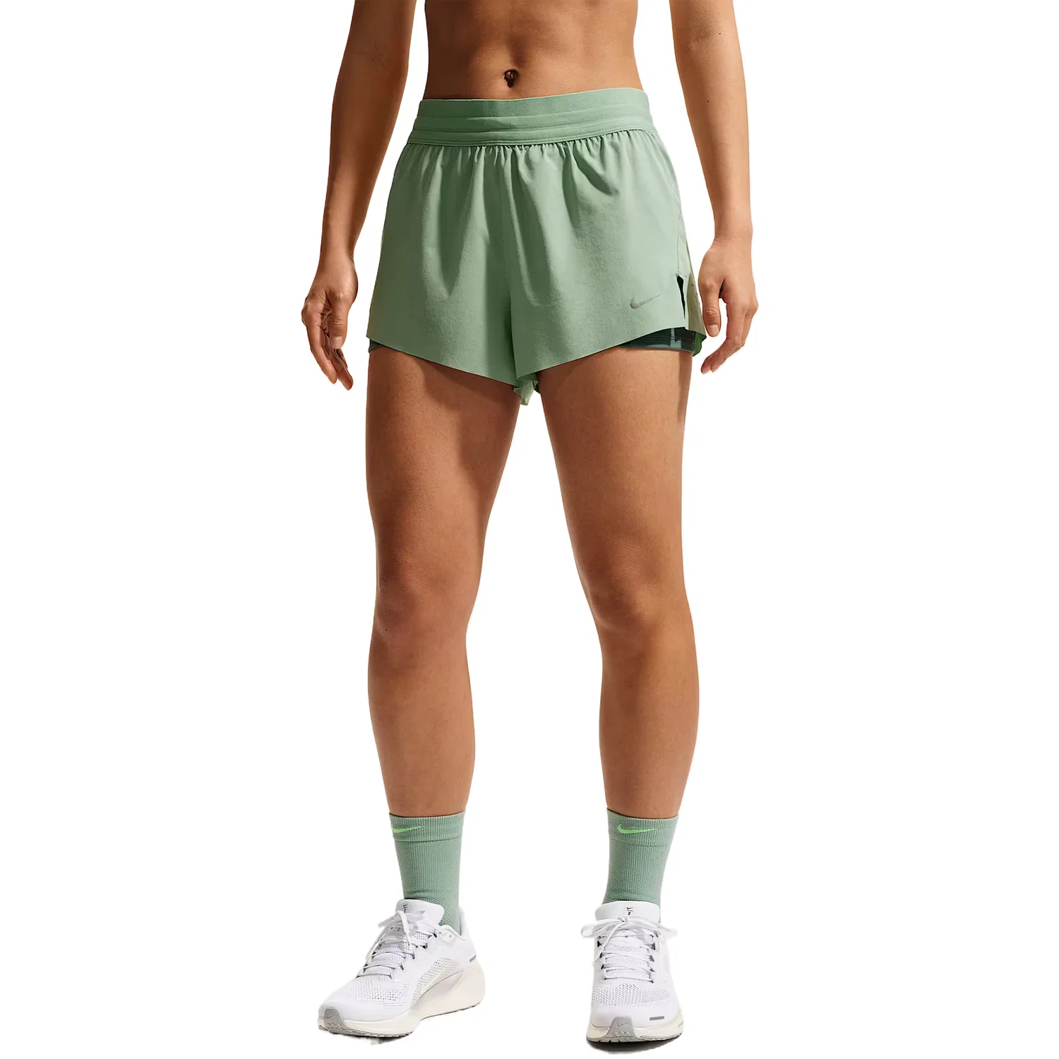 Женские шорты для бега Dri Fit Nike, Mild Gray Green/Mineral Sintered Stones Blue