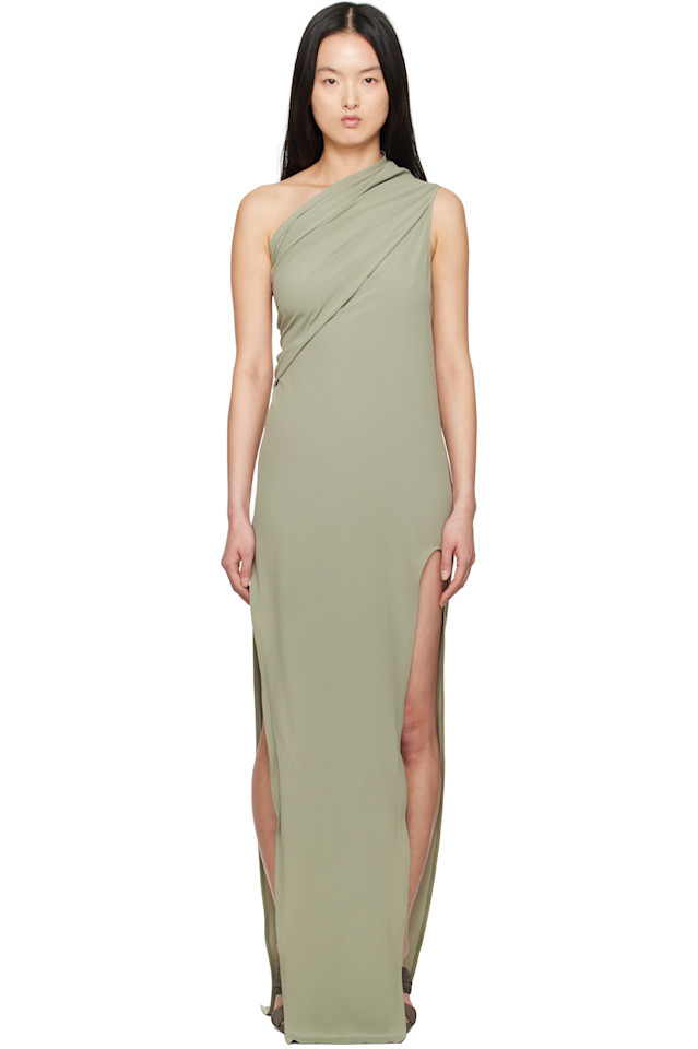 

Голливудское платье макси с наконечником стрелы Athena Rick Owens, цвет celadon