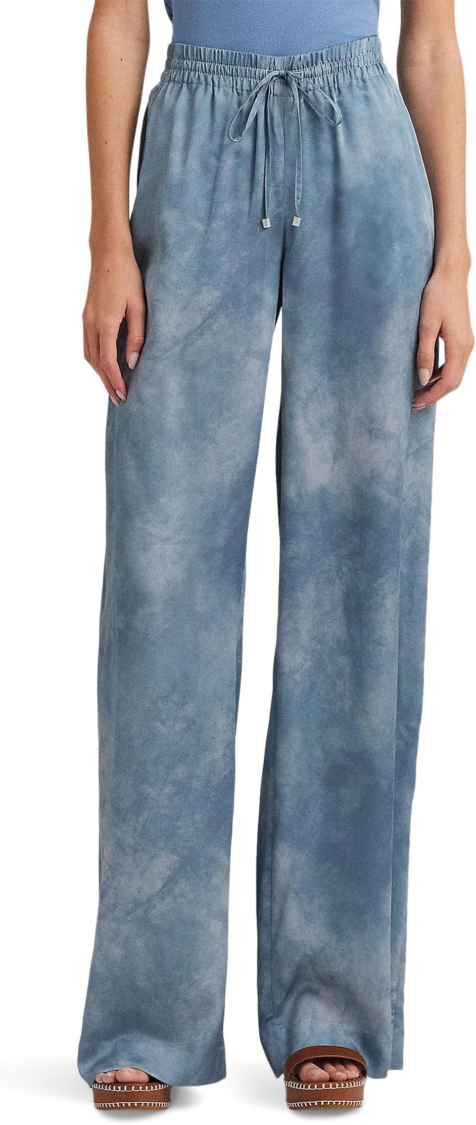 

Брюки Lauren Ralph Lauren Print Charmeuse Wide-Leg Pants, цвет Blue Multi