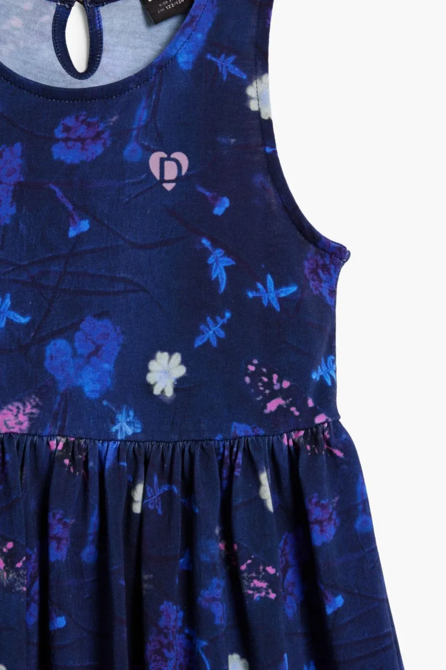 Короткое платье для девочек с расклешенной юбкой и цветочным принтом Desigual, темно-синий синий — фото 4